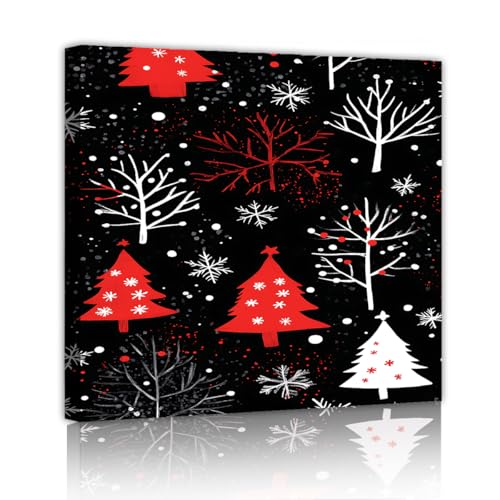 Canvas pictures impressions arbre de noël blanc rouge cadre d'hiver