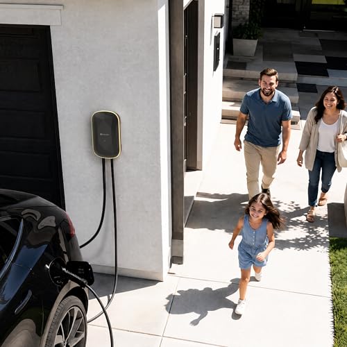 Image of RIPPLEON Level 2 EV Charger - Dual Plug Type Universal Wall Connector Nema Plug-in - Compatible for All North American EVs - 40Amps 240V Tesla Wall Charger, UL, FCC, Satin Black