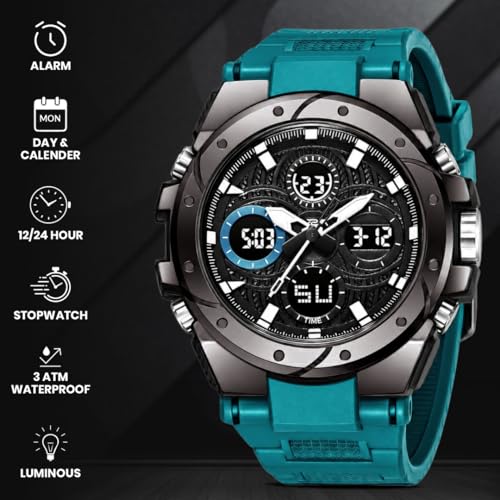 Image of V2A Stryke-VOLTRIX 5130 Analog-Digital Sports Watch for Men | Layered Dial Design | Bold Urban Performance Watch with 50M Water Resistance, Alarm, Stopwatch, Day-Date & Backlight