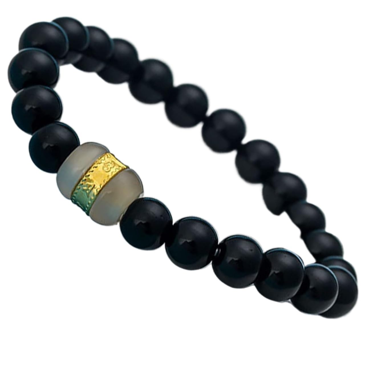 Nzpost Women's Black Crystal Bracelet,Agate Bracelet,Chakra Crystal Bracelet For Men Amulet Good Luck Round Beads