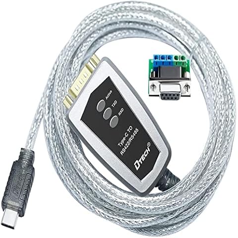DTECH USB C to Serial RS422 RS485 Adapter with FTDI Chip Breakout Board LED Indicators RS-422 RS-485 Cable Converter Supports Windows 10 8 7 XP Mac (2M) Cover