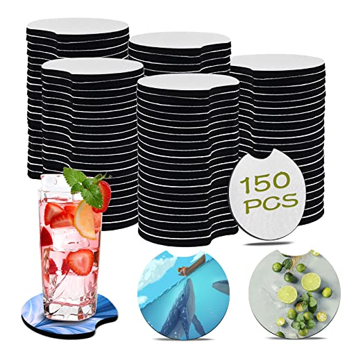 150 PCS Sublimation Blank Car Coasters, 2.75 in Circular Opening Blank Sublimation Coasters for Sublimation Thermal Transfer Heat Press Printing