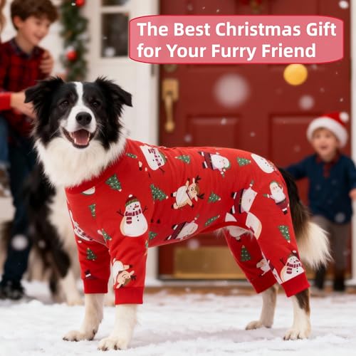 Image of Recovery Suit for Dogs Full Zipper, Four-Legged Onesie Dog Recovery Suit After Surgery, Cute Soft Bodysuit Cone Alternative Male Female Dog Neuter Anti Licking Wounds, Snowman, 3X-Large