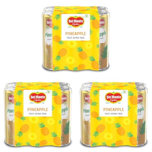 Image of Del Monte Pineapple Fruit Drink (Pack of 18) - Tropical Taste, Real Pineapple Crush, Perfect for Cocktails & Mocktail | No added Preservatives