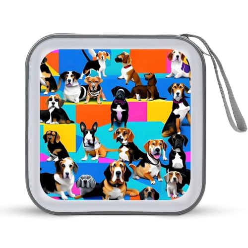 Étui à CD rigide Beagle Patterns, rangement 40 DVD pour la maison