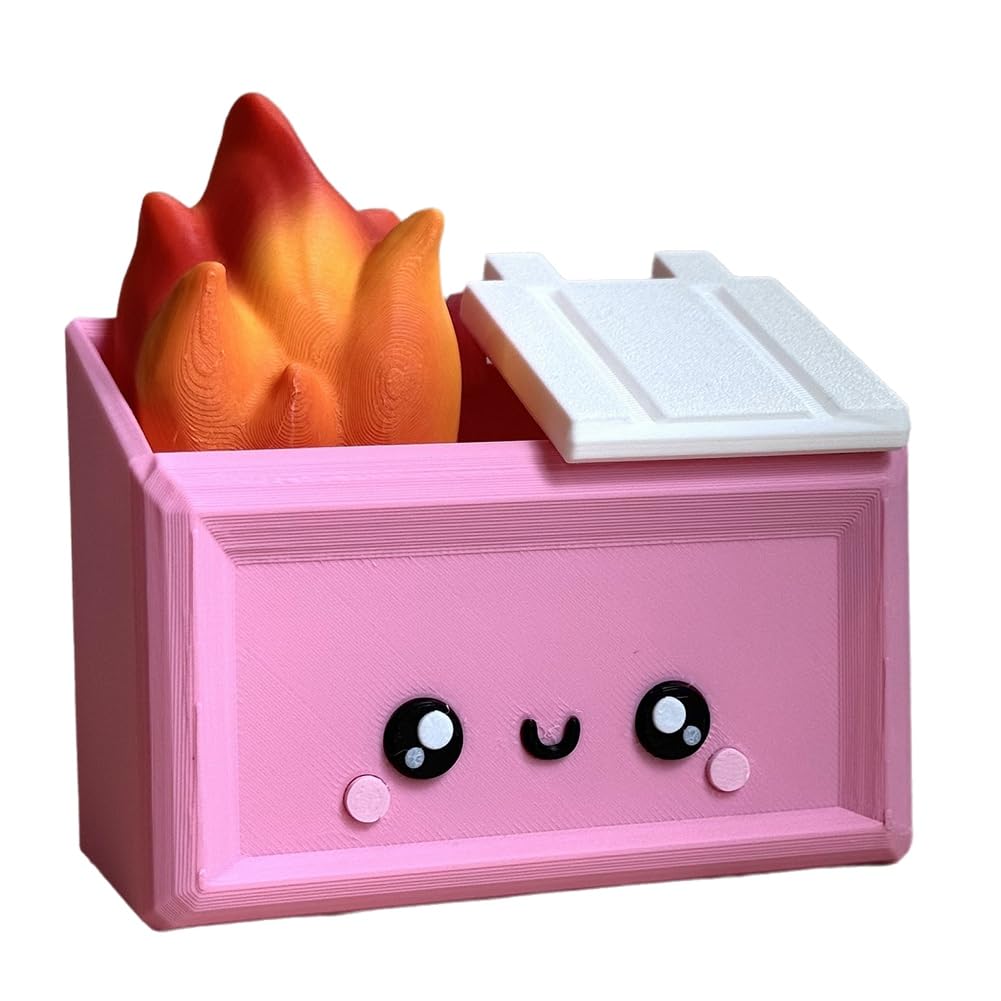 CTRLZS 3D Printed Dumpster Fire Desktop Figurine Fun Accessory Ornament Dumpster Fire Pen Holder Gag Gift A