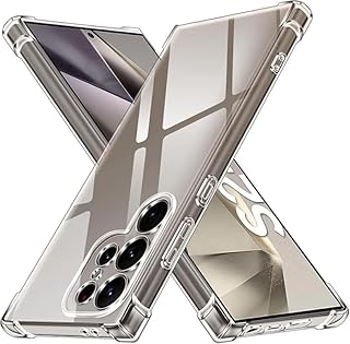 Silicone Phone Case, Shockproof, Flexible with Scratch-Resistant, Anti-Fingerprint, Raised Edges for Full Camera And Screen Protection, Compatible with Samsung S24 Ultra - Clear