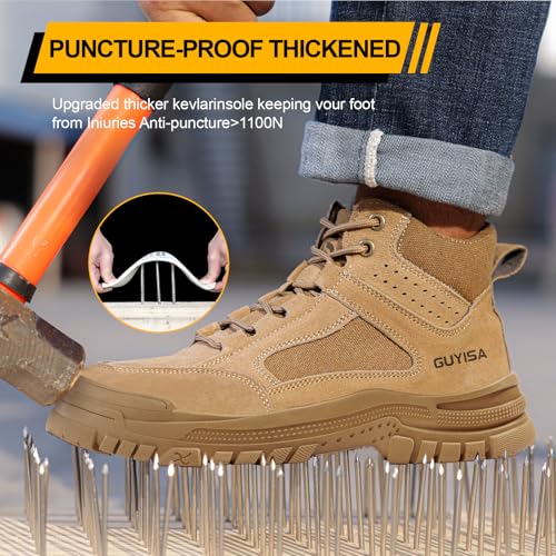 Image of Steel Toe Shoes for Men,Lightweight Work Shoes,Mens Indestructible Safety Boots,Puncture Proof Construction Steel Toe Sneaker.
