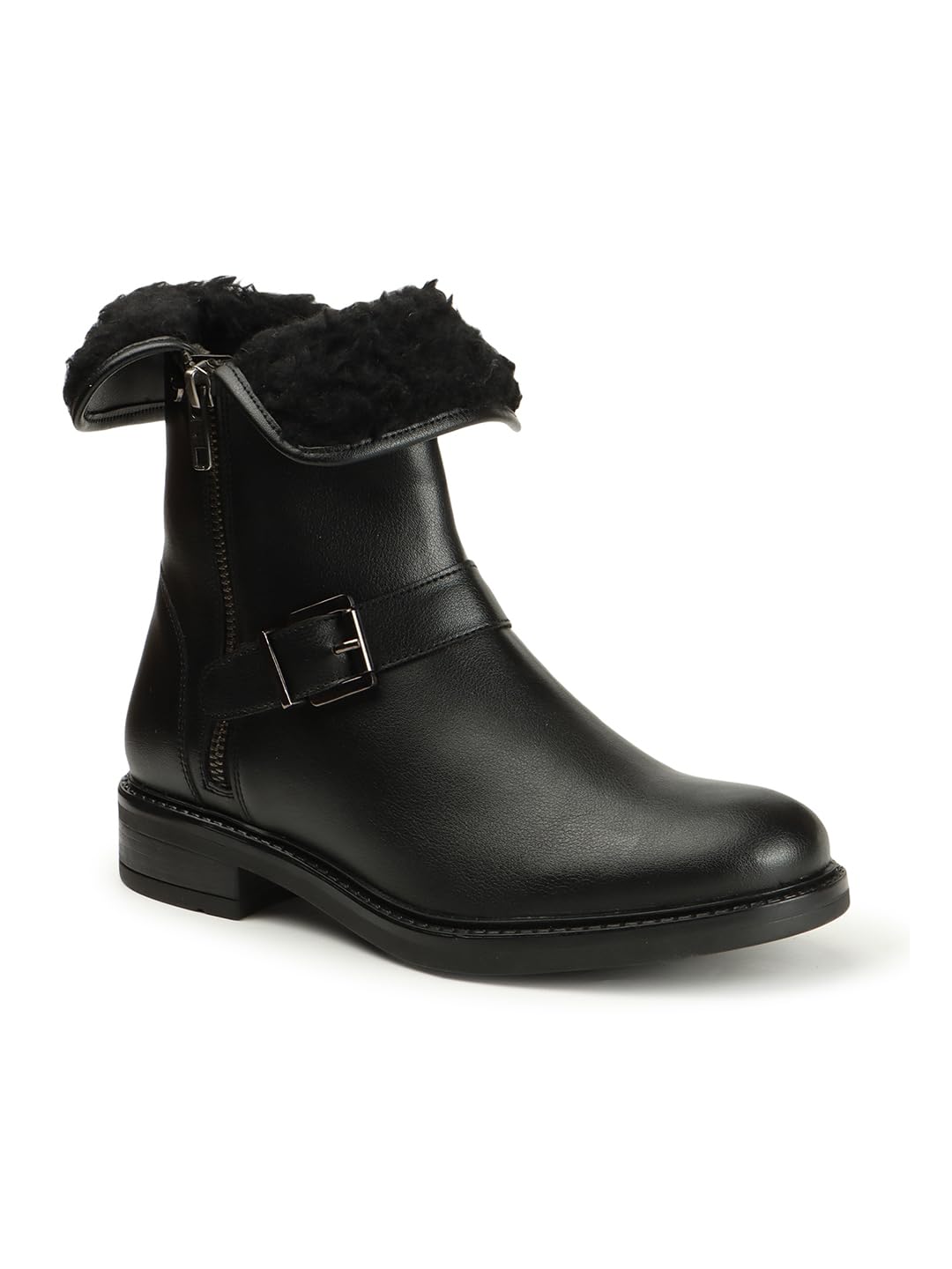 Women's Premium Ankle Boots with Buckle Detail, Side Zipper, and Block Heel-image-44