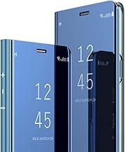 MRSTER iPhone X Miroir Housse Coque Etui à Rabat, Mirror Smart View Standing 360° Protecteur Etui Coque pour Apple iPhone X/iPhone XS. Flip Mirror: Blue