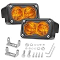 Amber LED Pods Light, Niking Auto 2PCS 3 Inch Amber Fog Lights Motorcycle Driving Light 40W Yellow Flood Light Off Road LED Chase Light Ditch Light Pod Work Light Cubes for Trucks UTV ATV SUV Boat