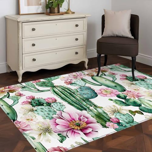 3x5 Machine Washable Small Bedside Rug, Pink Rugs for Living