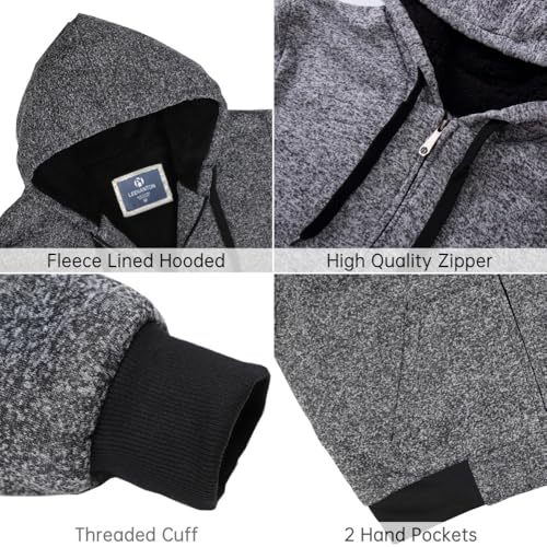 Image of LeeHanTon Sherpa Lined Hoodies for Men Heavyweight Full Zip Up Sweatshirt Thick Fleece Winter Warm Work Jackets Plus Size