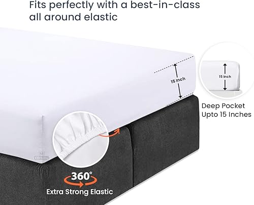 Miniatura 5 de SGI Juego de sábanas de 500 hilos 100 % algodón egipcio, lujosas y suaves para calidad de hotel premium, juego de sábanas de 4 piezas, 1 sábana