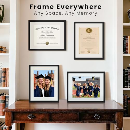 Image of upsimples Diploma Frame with 8.5x11, 11x14 Degree frames, Black 4 Pack