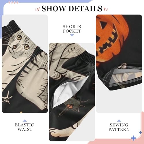 Halloween Kitten Cat Boys Long Pants Soft Trousers Elastic Waist Kids Lounge Bottoms with Pockets S-XL4