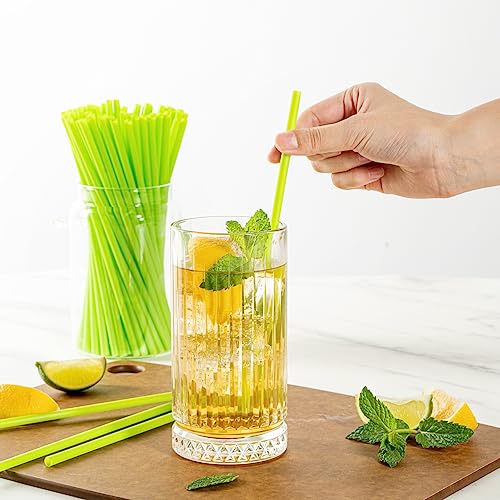 Pitillos desechables verdes PLA 8.3 pulg, 100 unidades miniatura 5