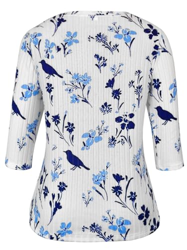 Image of JomeDesign Sweaters for Women 3 /4 Sleeve Tops Round Neck Loose Casual Blouses
