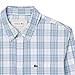 Lacoste Men's Check Print Stretch Shirt, White, Overview, & Gipsy Blue, Large