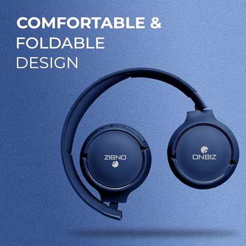 Image of Wireless Bluetooth 5.4 Over-Ear Headphones, Blue, 35 Hour Playtime, 40mm Bass Boosted Drivers, IPX4, Foldable