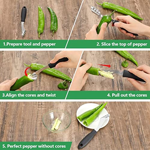 Cunsenr Premium Jalapeno Corer Tool - Stainless Steel Pepper Corer Tool - Bell Pepper Seed Remover Tool - Easy To Use - Dishwasher Safe - Slice And Remove Pepper Seeds With Ease(1 Pack) #TOP3