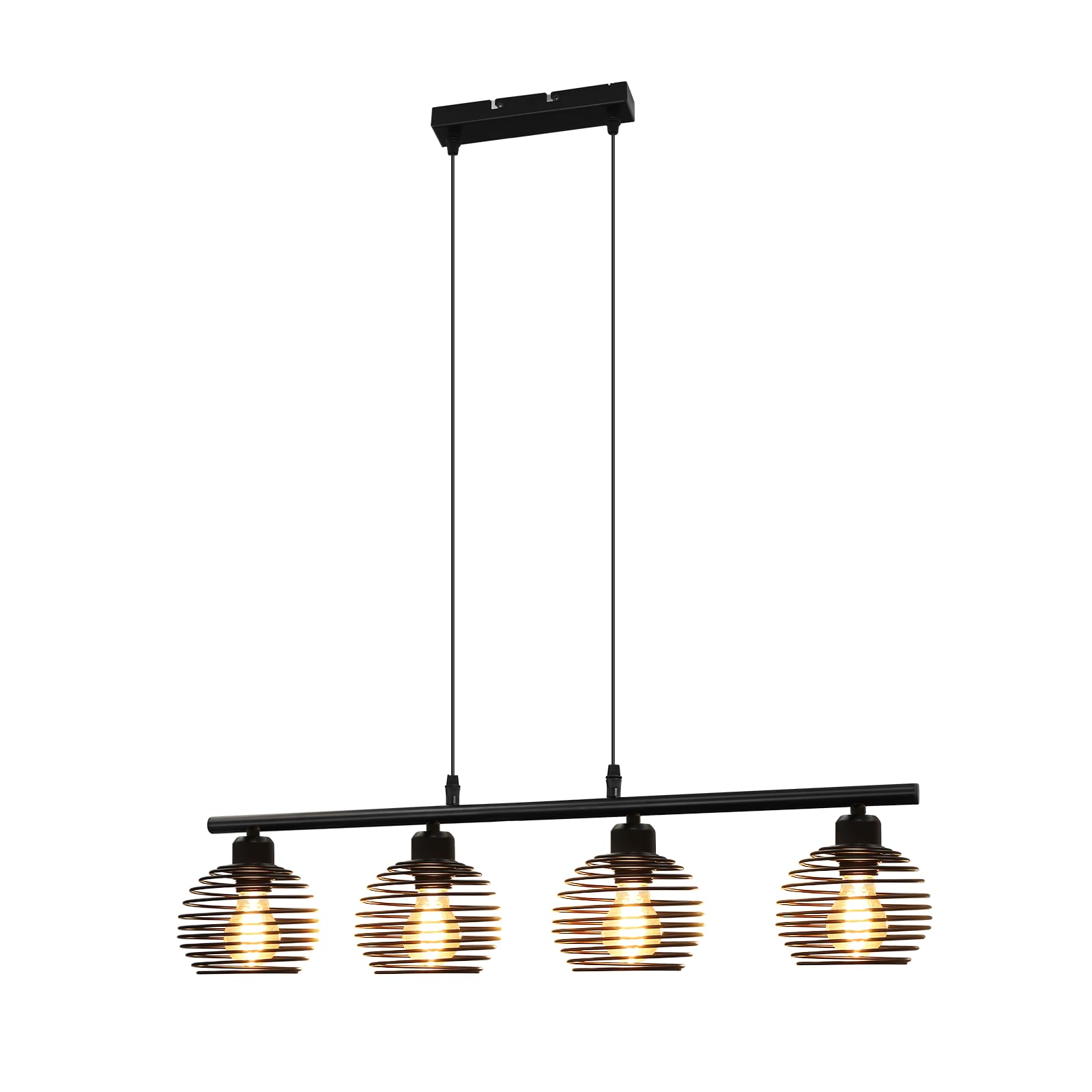 ZMH Pendelleuchte Esstisch Hängelampe Vintage 4 Flammig Hängeleuchte | Hängeleuchte Schwarz Metall Industrial Design E27 Retro Esszimmerlampe Höhenverstellbar Esstischlampe für Esszimmer