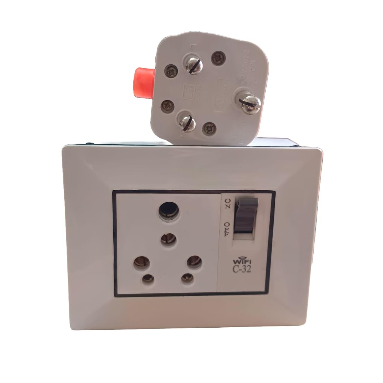 ac box MCB Protected Socket PVC Plastic Base Model 32amp (White)-image-6