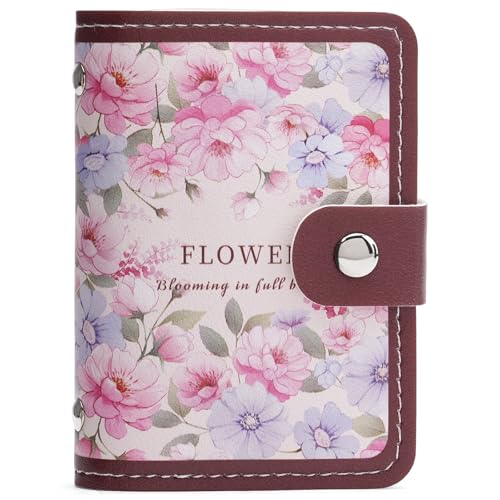 Image of RNIEGA Card Holder for Women Small Womens Wallet Vegan Leather RFID Blocking Transparent Card Case with 22 Slots