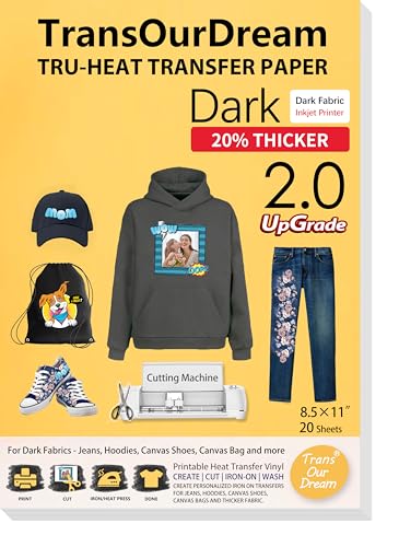 TransOurDream Iron on Heat Transfer Paper for Dark T Shirts & Fabrics...