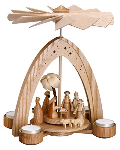 Pyramide thé de Noël 28 cm pour décorer votre table de fête en bois non peint