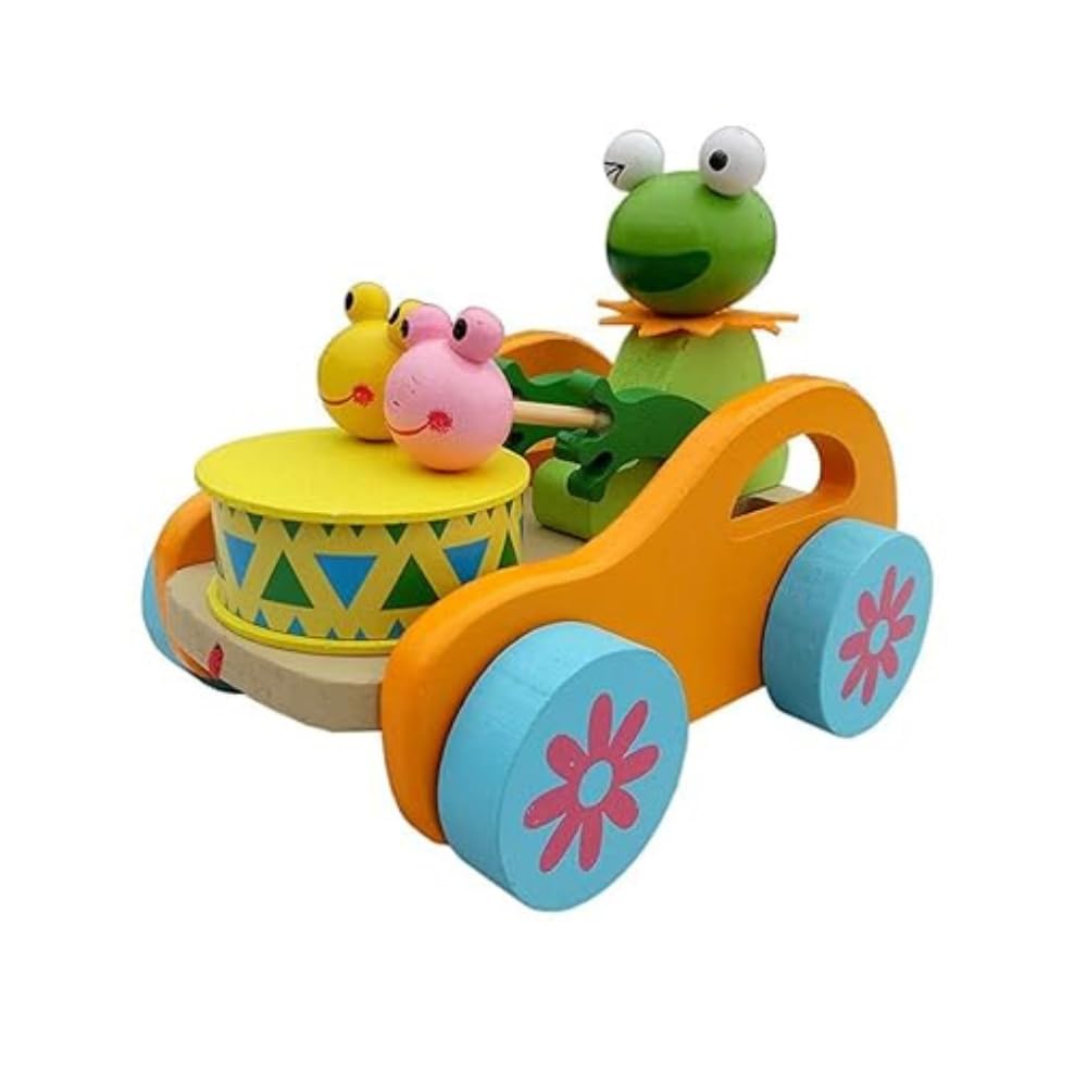 SubiMouIQ Montessori Wooden Baby Toy – Musical Bunny Drummer Push & Pull Walker | Educational Early Learning Toy for Toddlers | Multicolor Pull-Along Car for Babies | Newborn Gift – 11x13x11 cm - Image 9 thumbnail