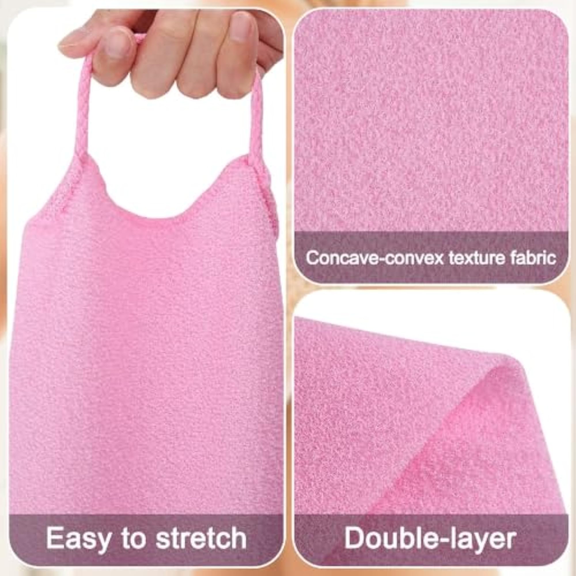 Stretchable Exfoliating Back Scrubber with Handle, Gift for Her