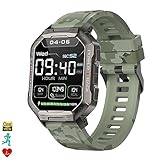 DAM Smartwatch NX3 con Modos Deportivos, Monitor cardiaco, de tensión y de O2. Batería de 410 mAh. 5x1,3x4,2 Cm. Color: Camuflaje Verde