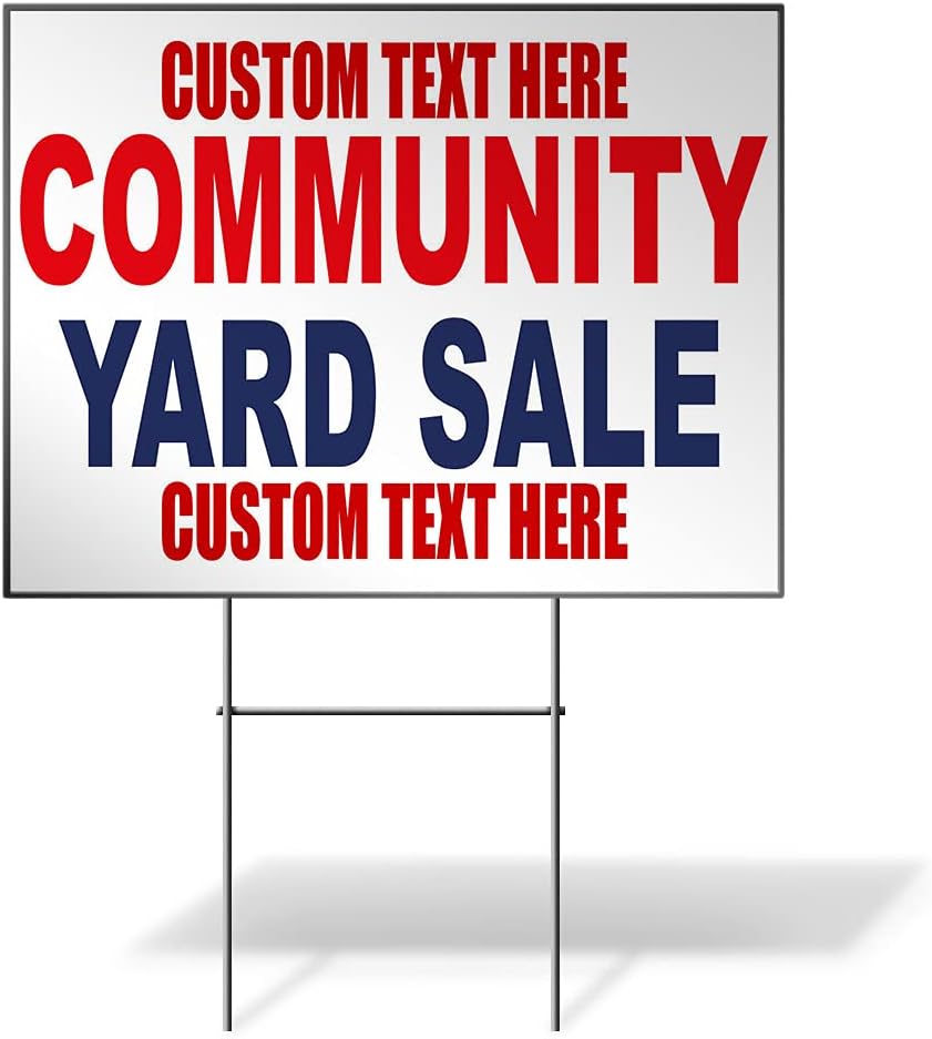 Fastasticdeals Custom Weatherproof Yard Sign Sale Community Red Blue Lawn Garden 18x12 Inches 1 Side Print Personalized Text Here