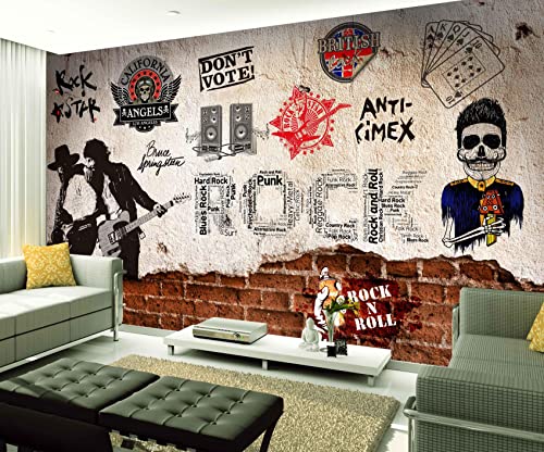 XAONUO Música Papel Pintado No Tejido Personalizado 3D - Música Retro Grafiti 140X70Cm - Fotográfico Papel Tapiz Con Efecto 3D Decoración De Papel Tapiz Fondo De Pared De Tv