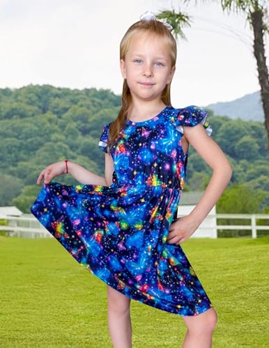RAISEVERN Toddler Girls Dress Summer Ruffle Flutter Sleeve Dresses for Kids 2-7T4
