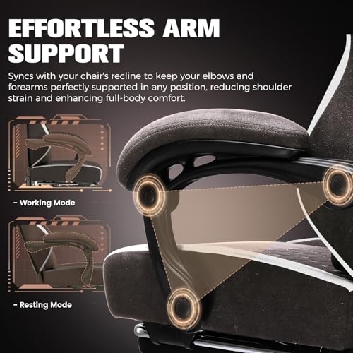 Image of GTPLAYER Gaming Chair, Ergonomic Computer Chair with Footrest and Lumbar Support, High Back Recliner Chair 350lbs, Height Adjustable for Home Office, Brown