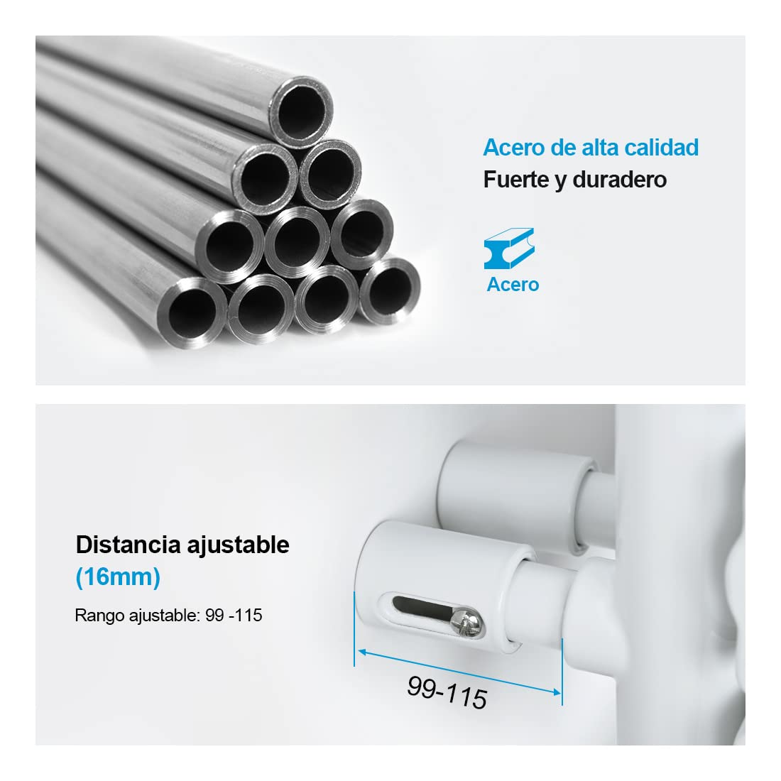 Heilmetz Radiador toallero de Tubo Plano 400 x 1176mm, radiador toallero electrico baño Caliente de una Cara, conexión Lateral para toallero de Agua Caliente,Blanco