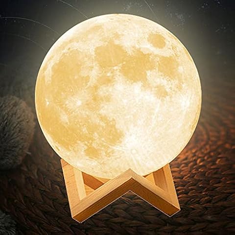 Flgoceys 3D Printing Moon Lamp,16 Colors 3D Moon Light with Stand, Change Remote & Touch Control USB Rechargeable Gift for Baby Girls Boys (5.9 inch) Cover