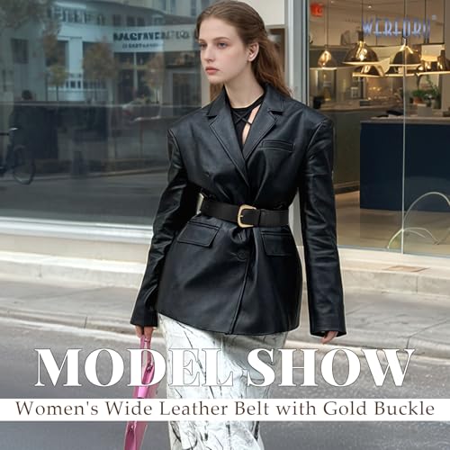 WERFORU Women Wide Leather Belt Women Fashion Wide Belt for Dresses Jeans Ladies Fashion Wide Belt with Gold Buckle3