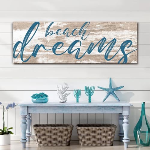 DOLUDO Blue Beach Dreams Sign Poster Canvas Print Bedroom Decor Painting Modern Coastal Wall Art for Beach House Wall Decor Unframed - Image 2