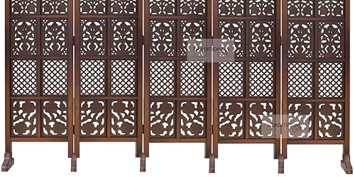 Image of Wooden Room Partition with Stands /Wall Divider for Living Room /Room Divider Wall Separator for Office (6 Panel- Mix with Stand)