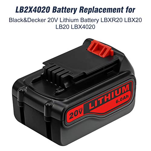 6.0Ah 20 Volt LB2X4020 Replacement Battery Compatible with Black and Decker 20V Lithium Battery LBXR20 LB20 LBX20 LBXR2020-OPE LBXR20B-2 LST220