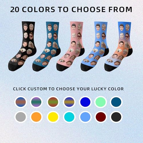 Custom Socks with FACE PHOTOS TEXT Made in USA, Personalized Funny Gifts for Birthday Christmas Wedding