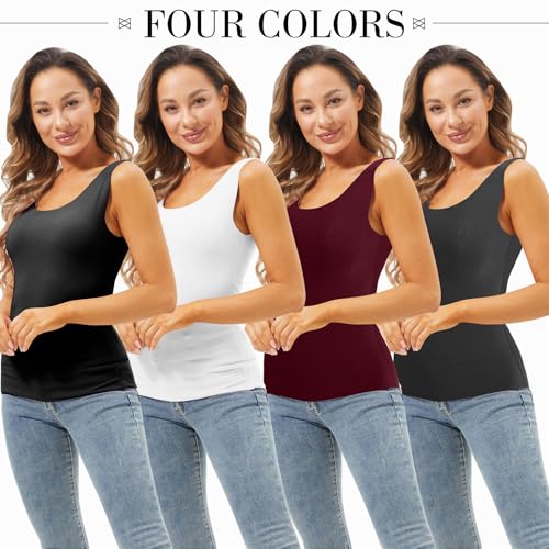 Image of Toulite 4 Pcs Thermal Tank Tops Women Underwear Tops Sleeveless Undershirt for Women Cotton Camisole Warm Base Layer