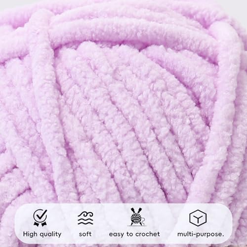 Renyiz Chunky Chenille Yarn for Crochet Fluffy Yarn for Baby Blanket 3x50g Soft Fluffy Wool with 5mm Crochet Hook Amigurumi Crochet Yarn for Beginners (Grey-3) - Image 3