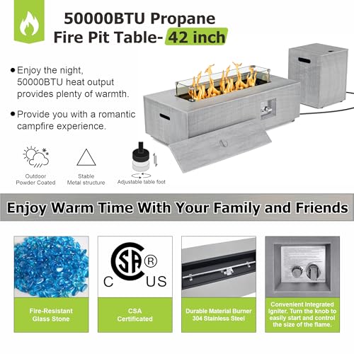 SUNPEAK Outdoor Fire Pit Table Propane Gas Fire pits &Outdoor