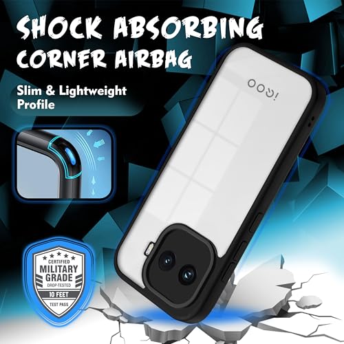 Image of V-TAN Back Cover for IQOO 15R 5G | TPU | Transparent Crystal Clear Case Compatible with IQOO 15R | Slim Fit, Camera Protective Shockproof Mobile Cover Design (Black)