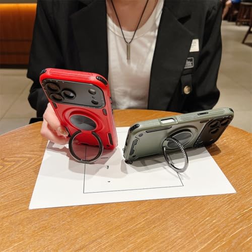 Étui iPhone 16 Plus vert avec support magnétique et béquille rotative