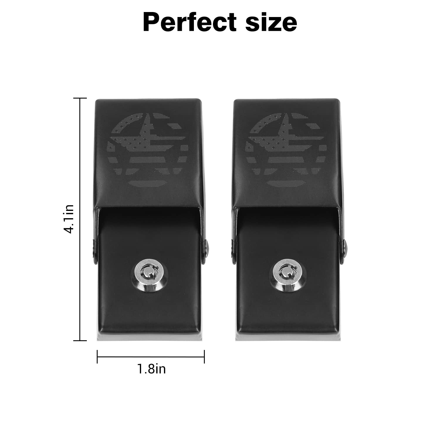 JeCar Aluminum Hood Latches Locking Hood Catch Kit Exterior Accessories Compatible with Jeep Wrangler 2007-2023 JK JL Gladiator JT Truck, Star